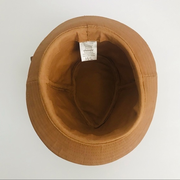 Faux Leather Fedora Brown Tan Feathers Hat - Picture 7 of 8